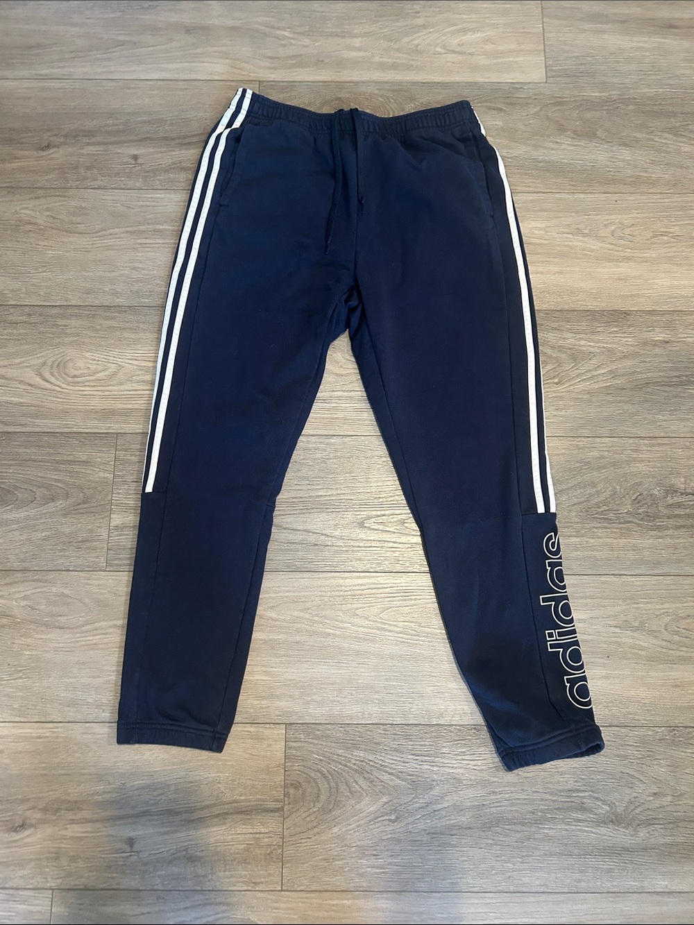 Adidas Navy Jogger Pants with‎ White Stripes Size Large